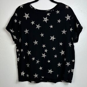Day Dreams Duvet Days Star Print Relaxed Fit Cotton T-shirt In Black Size L
